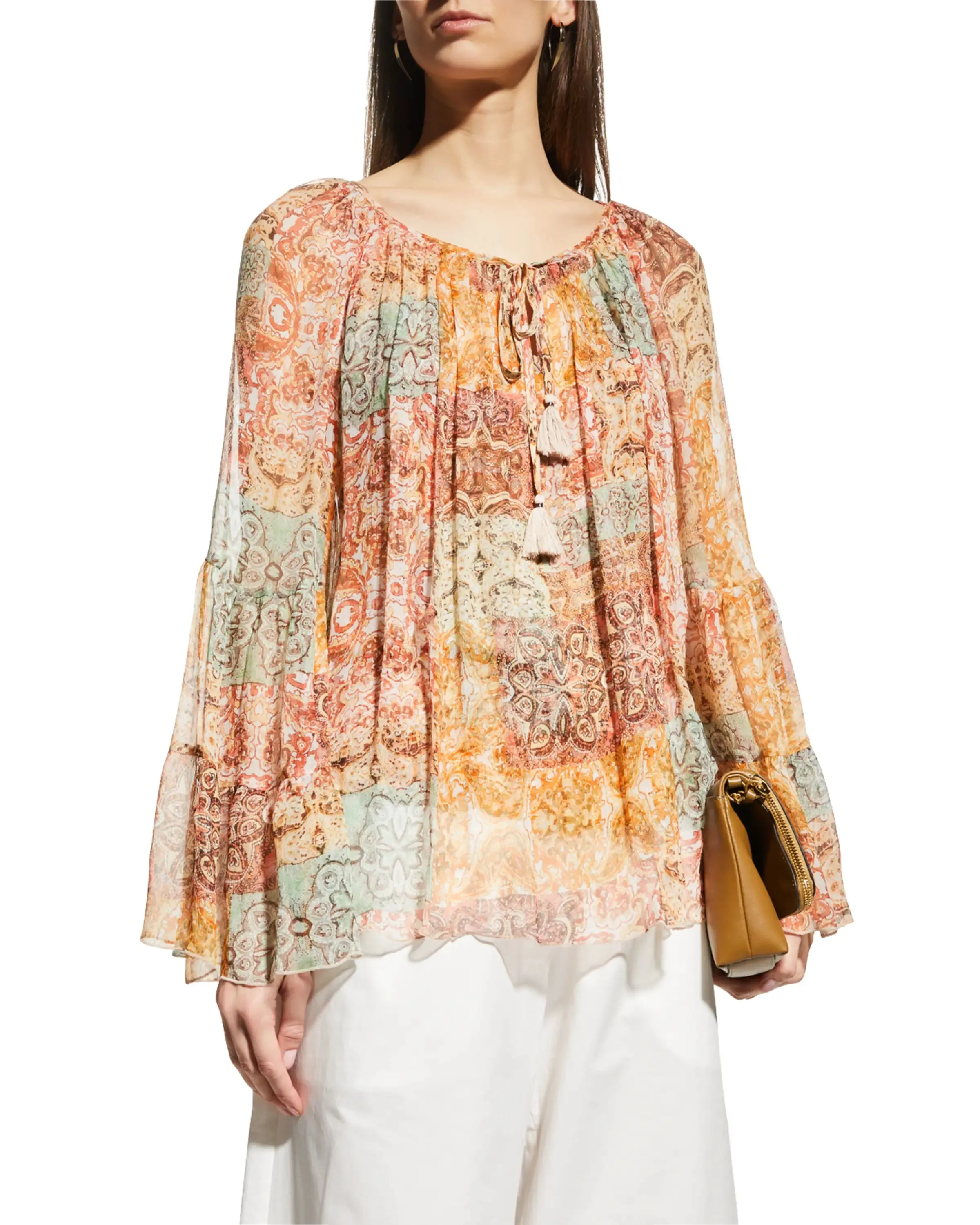 Kanarra Pleated Sheer Blouse - Multi