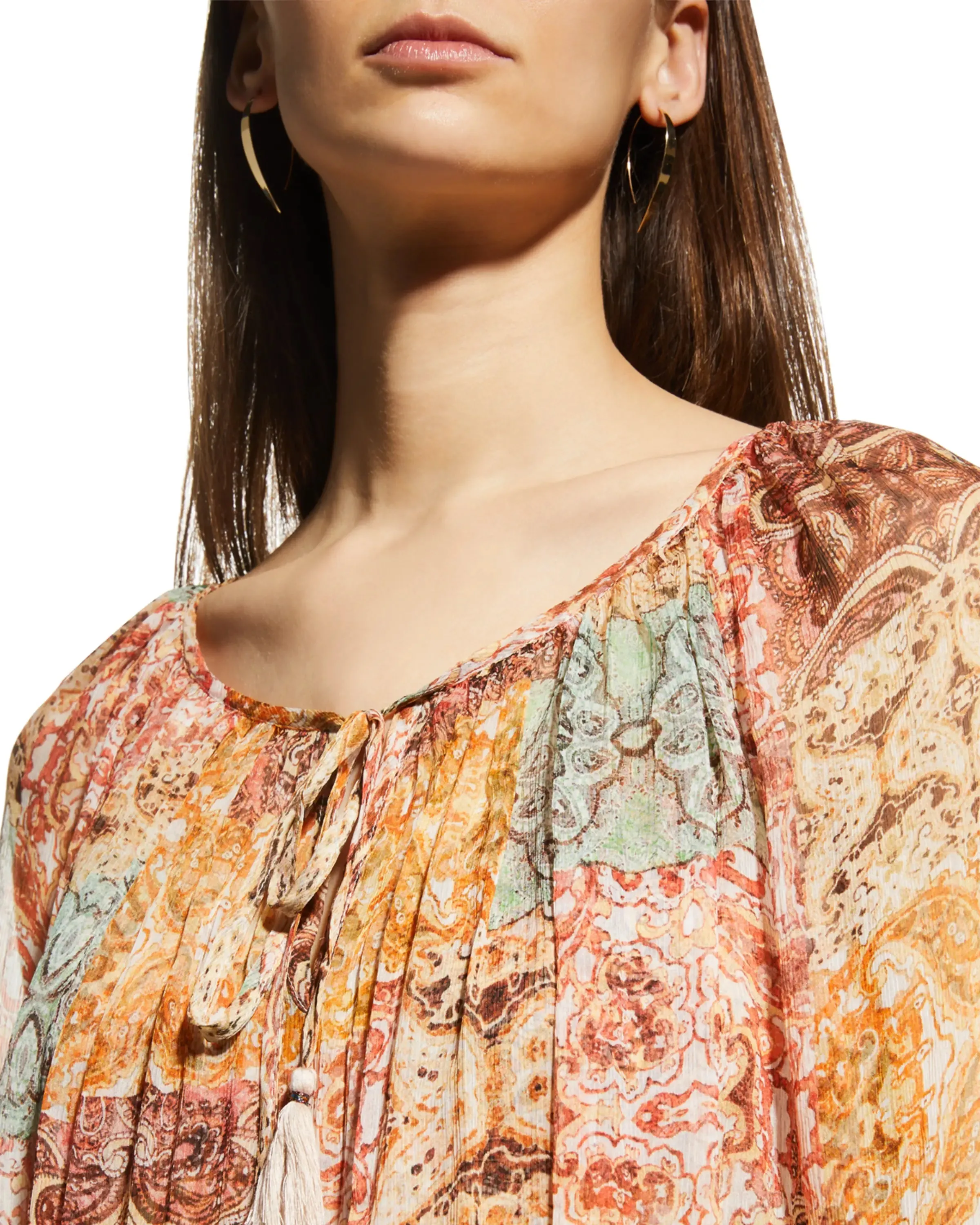 Kanarra Pleated Sheer Blouse - Multi