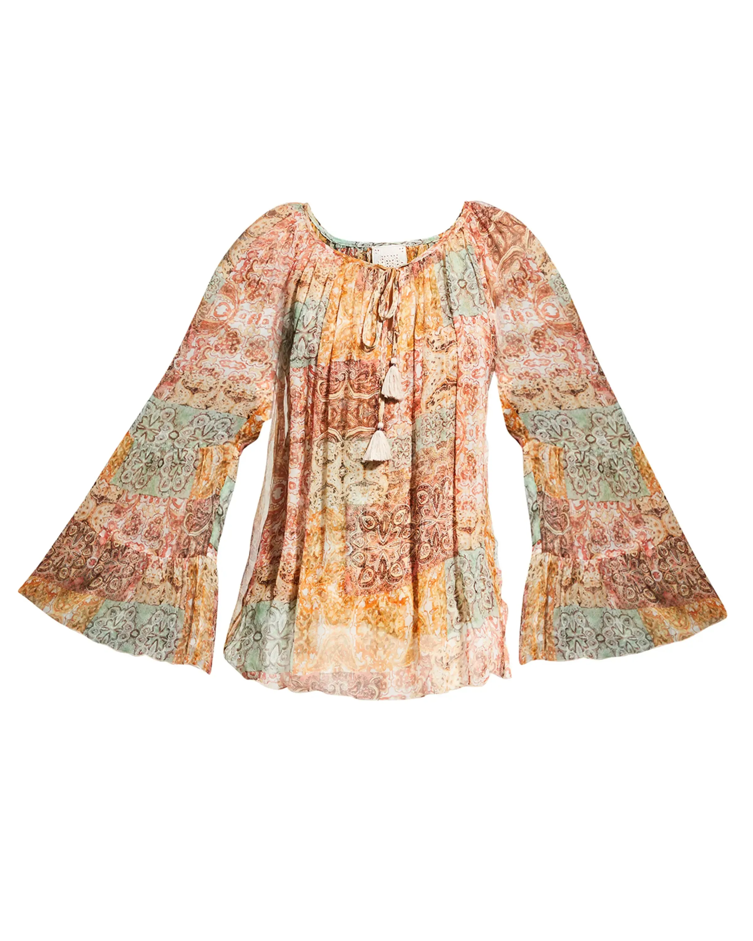 Kanarra Pleated Sheer Blouse - Multi