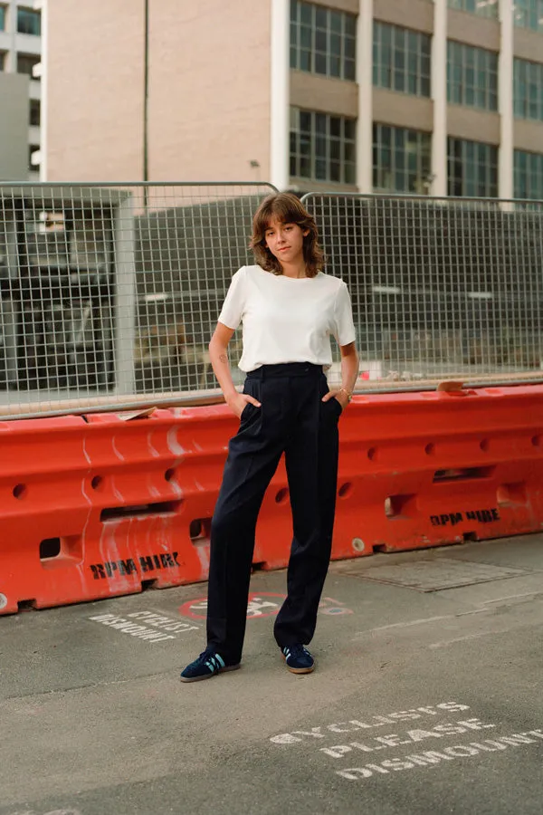 Kate Navy Japanese Twill Wool Pants