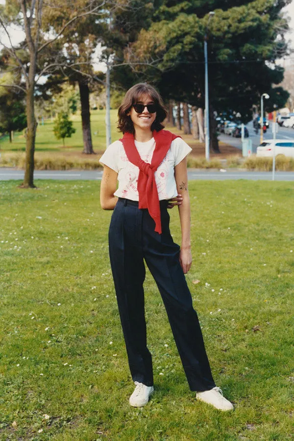 Kate Navy Japanese Twill Wool Pants