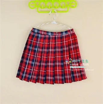 Kawaii Campus style Women's Uniforms Skirt For Women Students High High waist Plaid pleated skirts