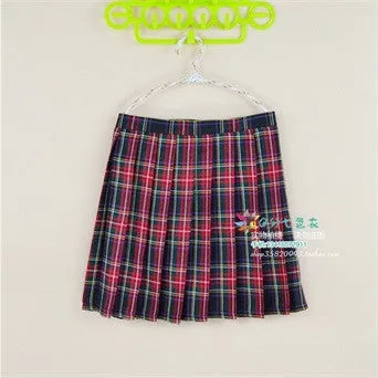 Kawaii Campus style Women's Uniforms Skirt For Women Students High High waist Plaid pleated skirts