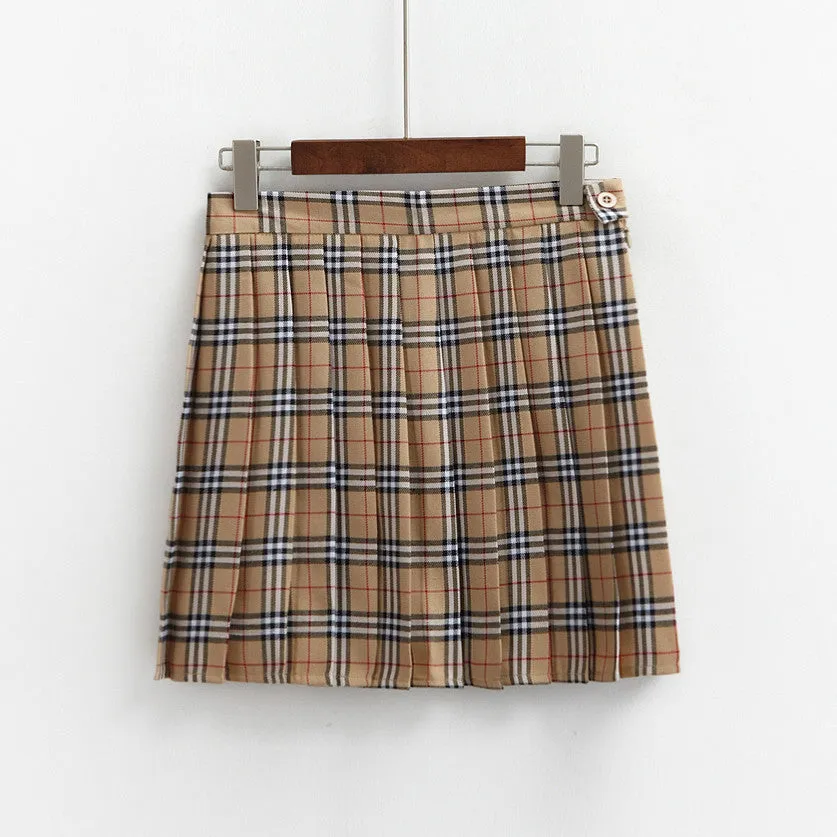 Kawaii Campus style Women's Uniforms Skirt For Women Students High High waist Plaid pleated skirts
