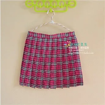 Kawaii Campus style Women's Uniforms Skirt For Women Students High High waist Plaid pleated skirts