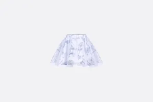 Kid's Short Flared Skirt • Ivory Technical Fabric with Blue Toile de Jouy Paris Print and Ivory Tulle