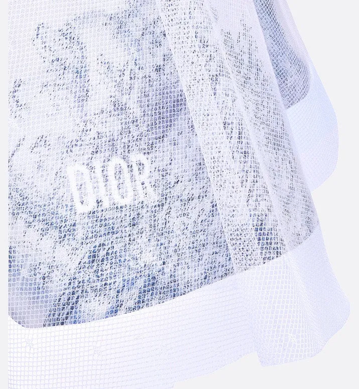 Kid's Short Flared Skirt • Ivory Technical Fabric with Blue Toile de Jouy Paris Print and Ivory Tulle