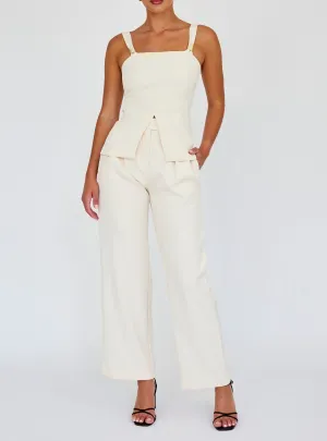 KLARA TAILORED CHIC HIGH-WAISTED PANTS (CREAM)