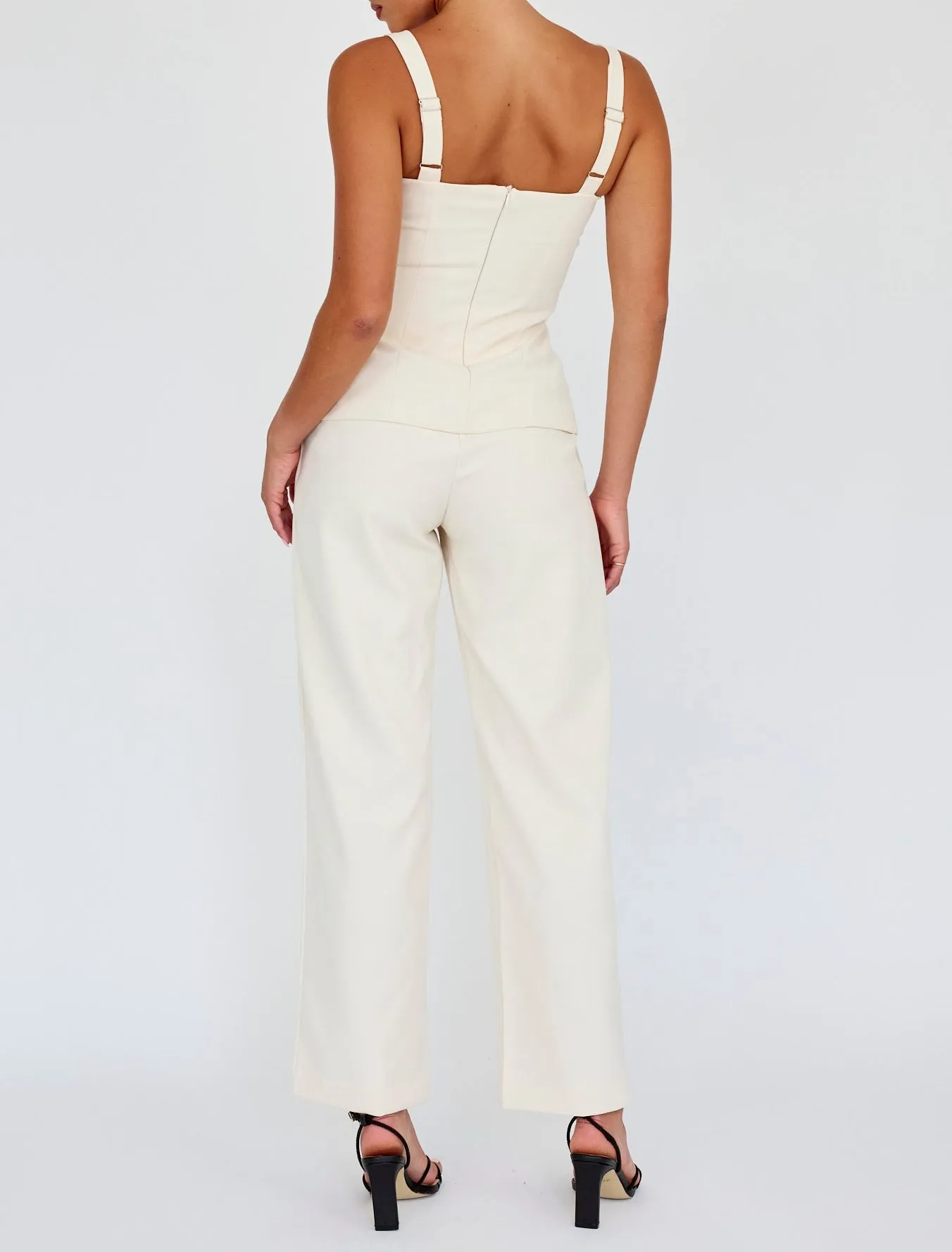 KLARA TAILORED CHIC HIGH-WAISTED PANTS (CREAM)