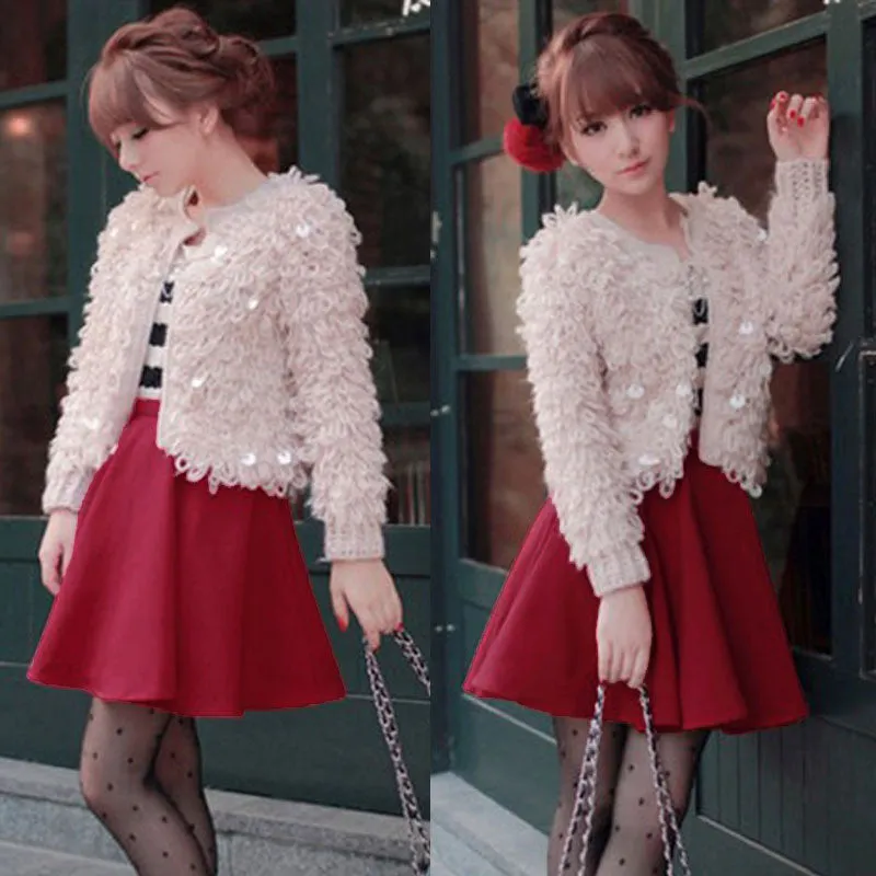 Ladies High Elastic Skirt Waist Cotton Pleated Mini Skirt Short Skirt OL Slim