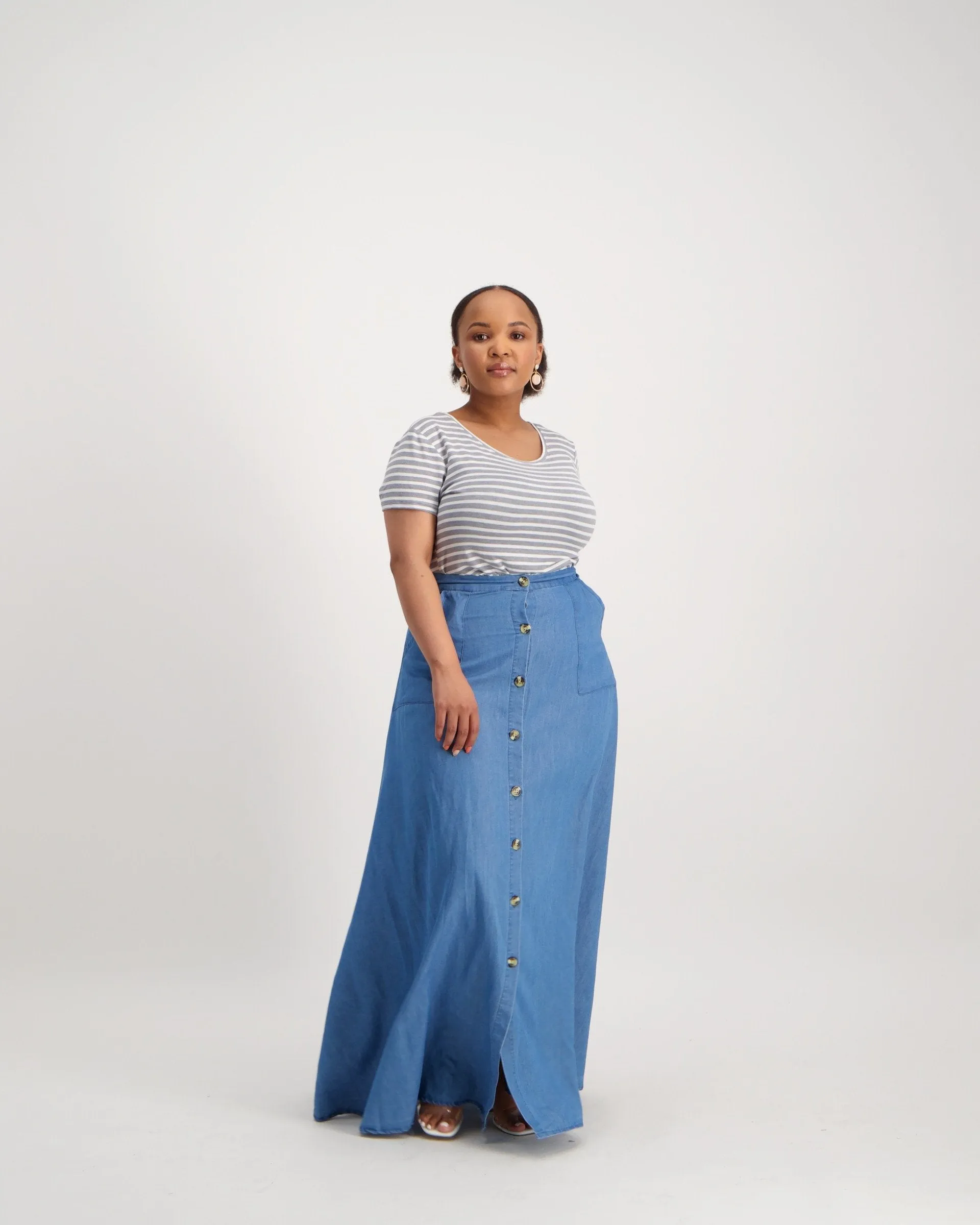 Ladies Mid Blue Denim Skirt