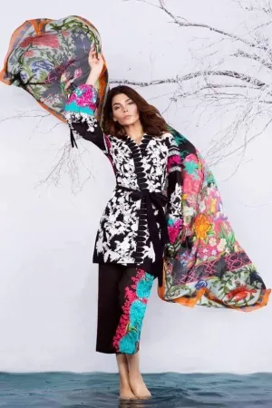 Lawn dress by sana safinaz in black and white Model # Eid 217