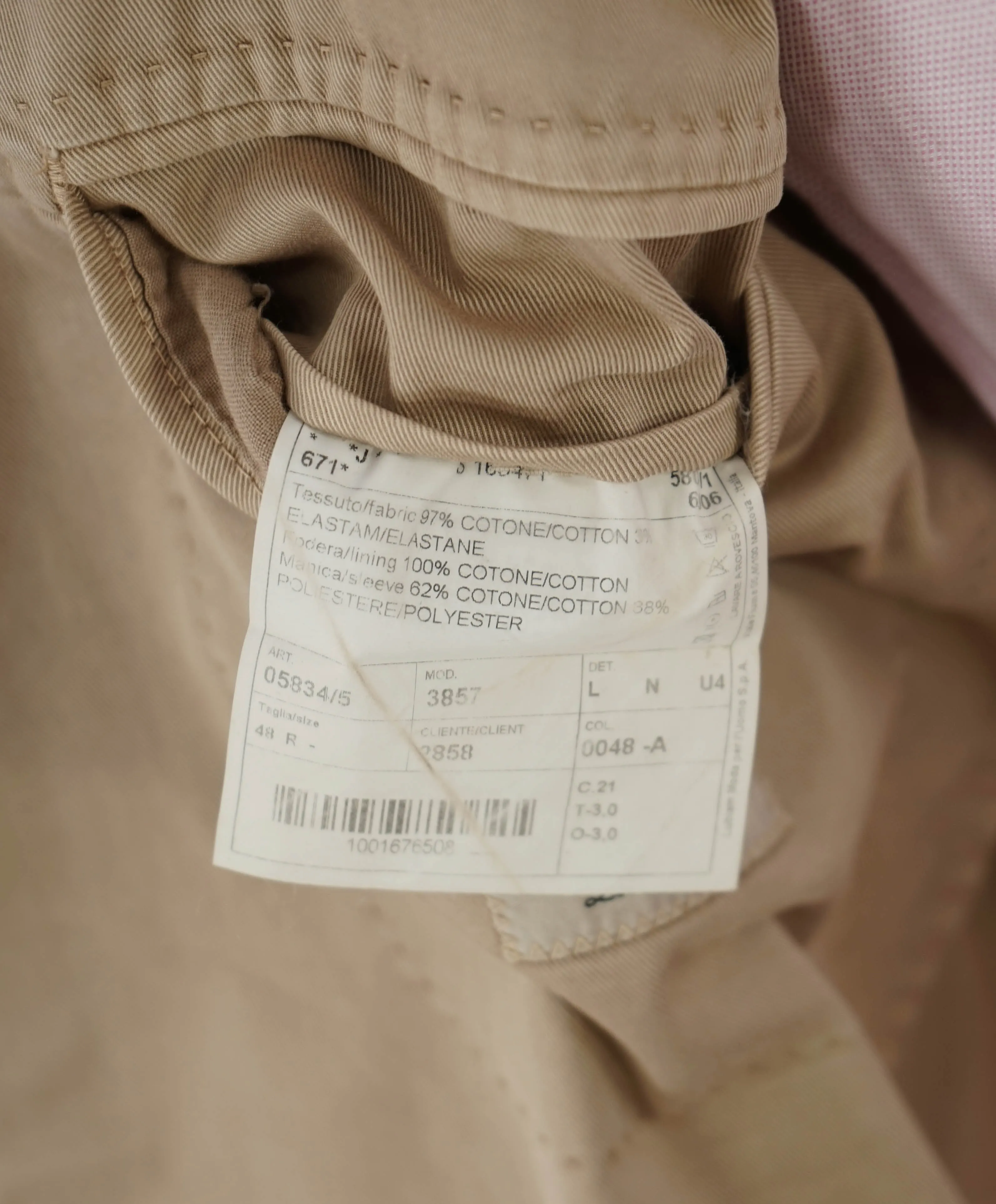L.B.M. 1911 - Luigi Bianchi COTTON Camel MOP Unlined Suit - 38R