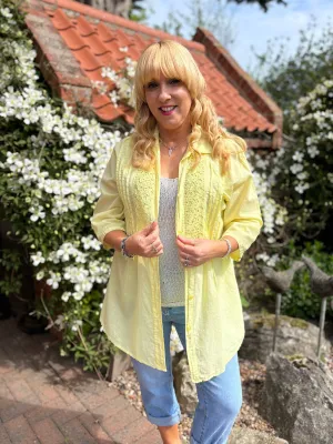 Lemon Pleated Crochet Blouse Sarah