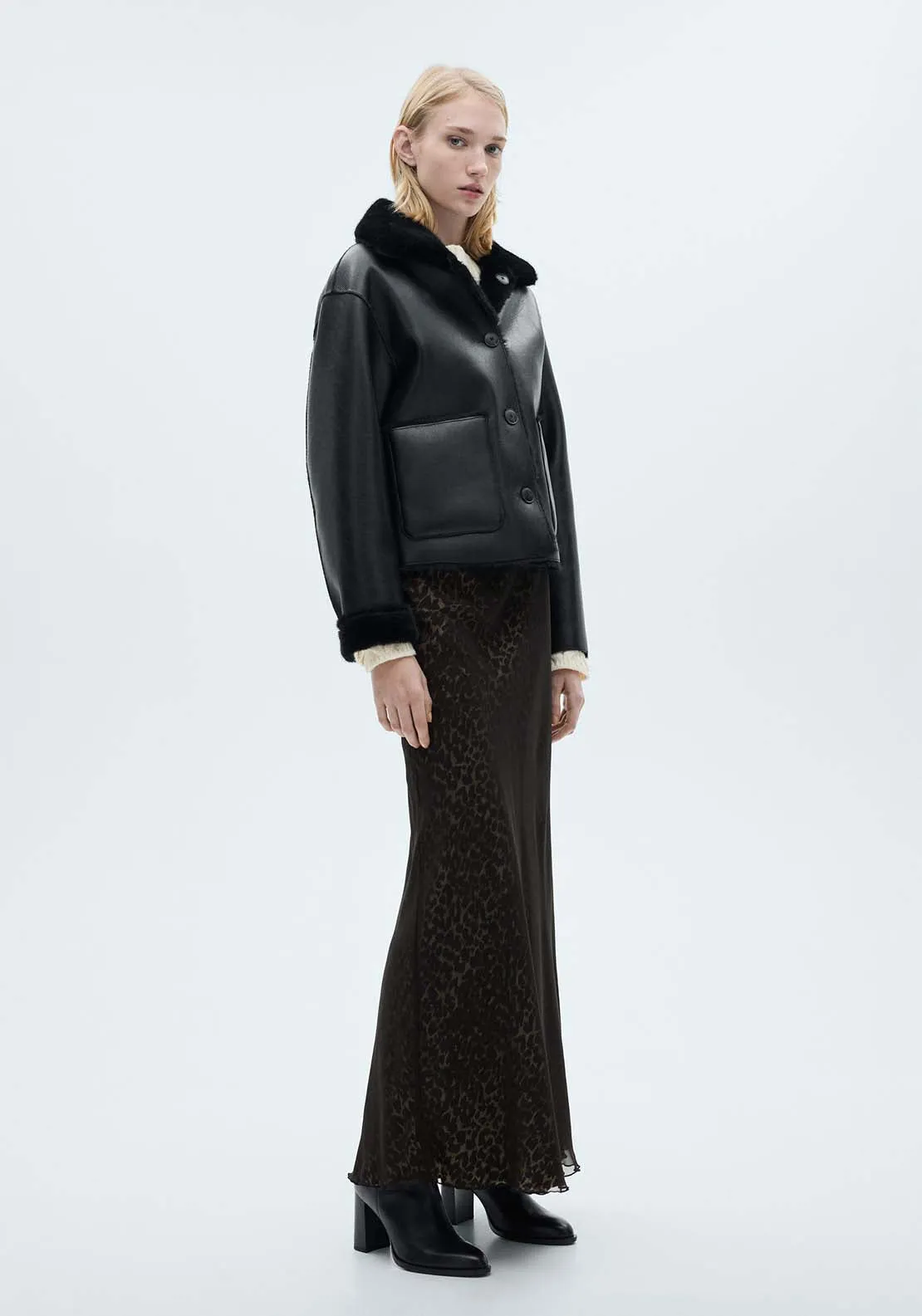 Leopard flared skirt - Black
