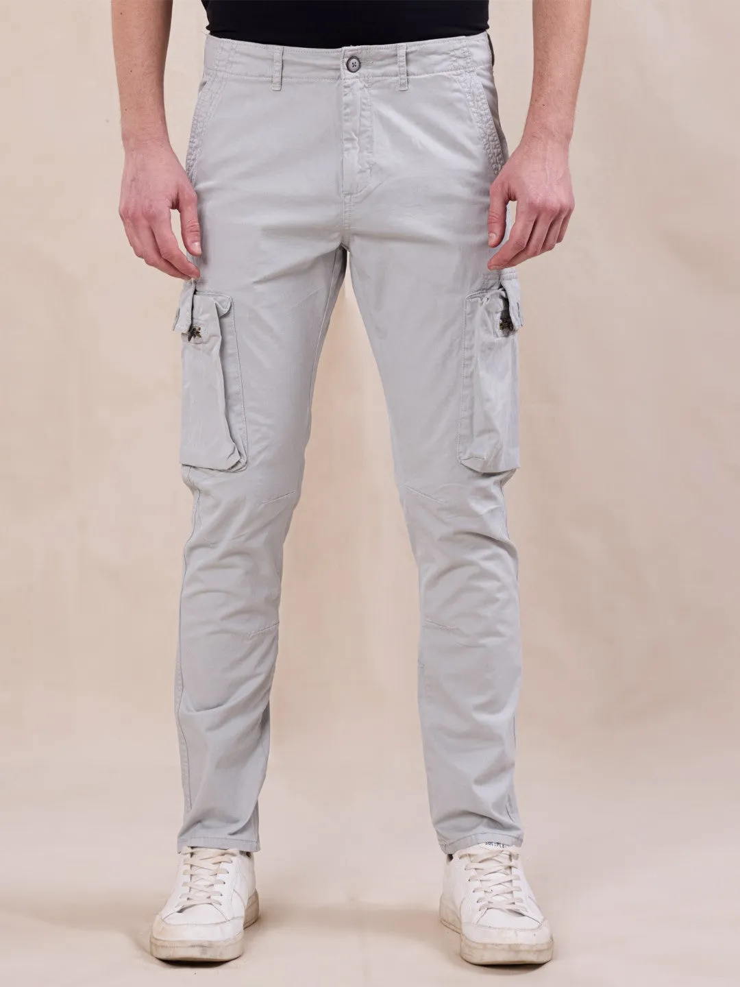 Light Grey Cotton Stretch Cargo pants