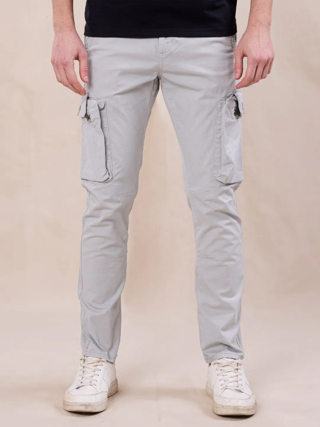 Light Grey Cotton Stretch Cargo pants