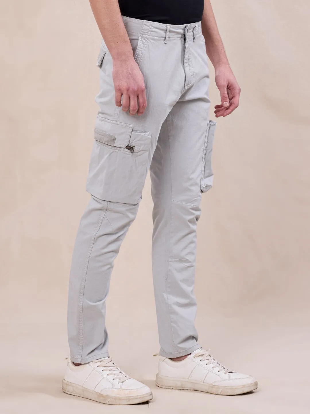 Light Grey Cotton Stretch Cargo pants