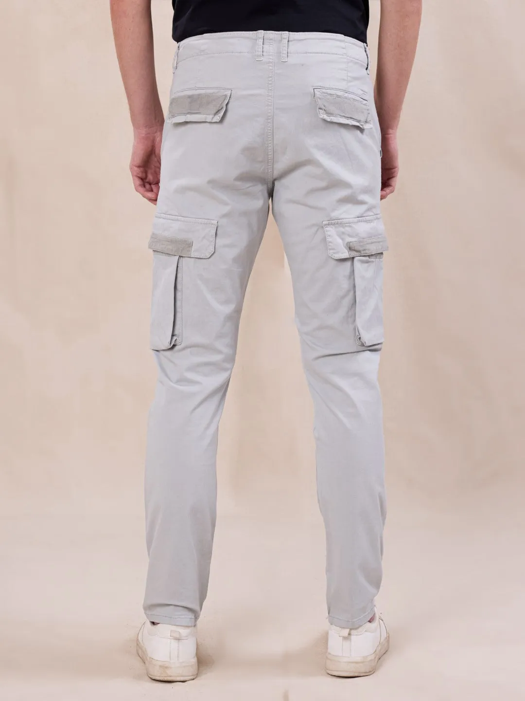Light Grey Cotton Stretch Cargo pants