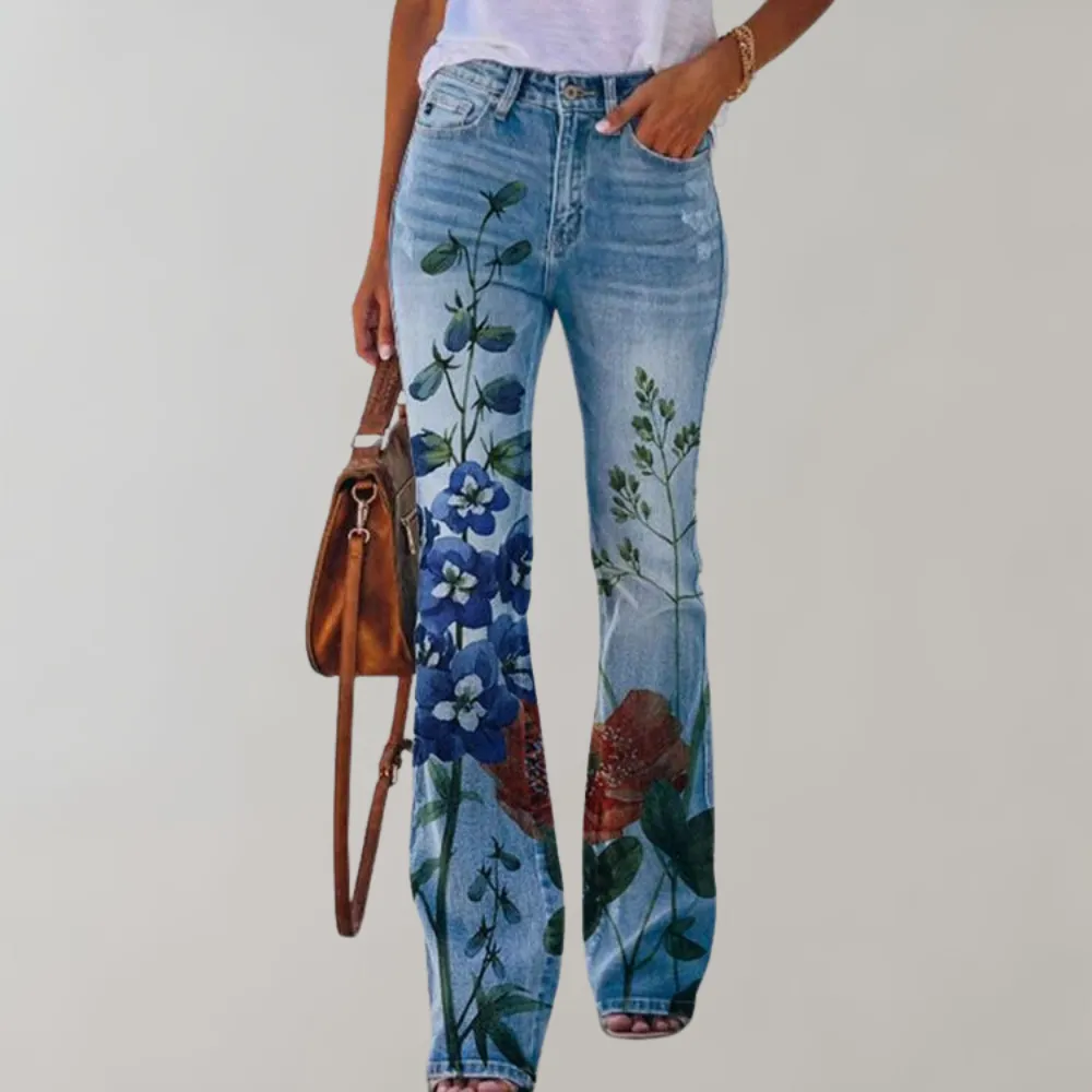 Lily | Flared Jeans With Floral Print | Retro Charm | Comfortable Blend