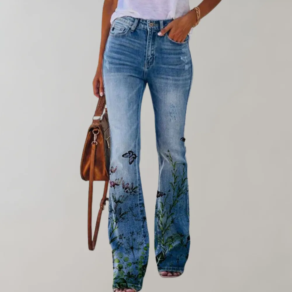 Lily | Flared Jeans With Floral Print | Retro Charm | Comfortable Blend