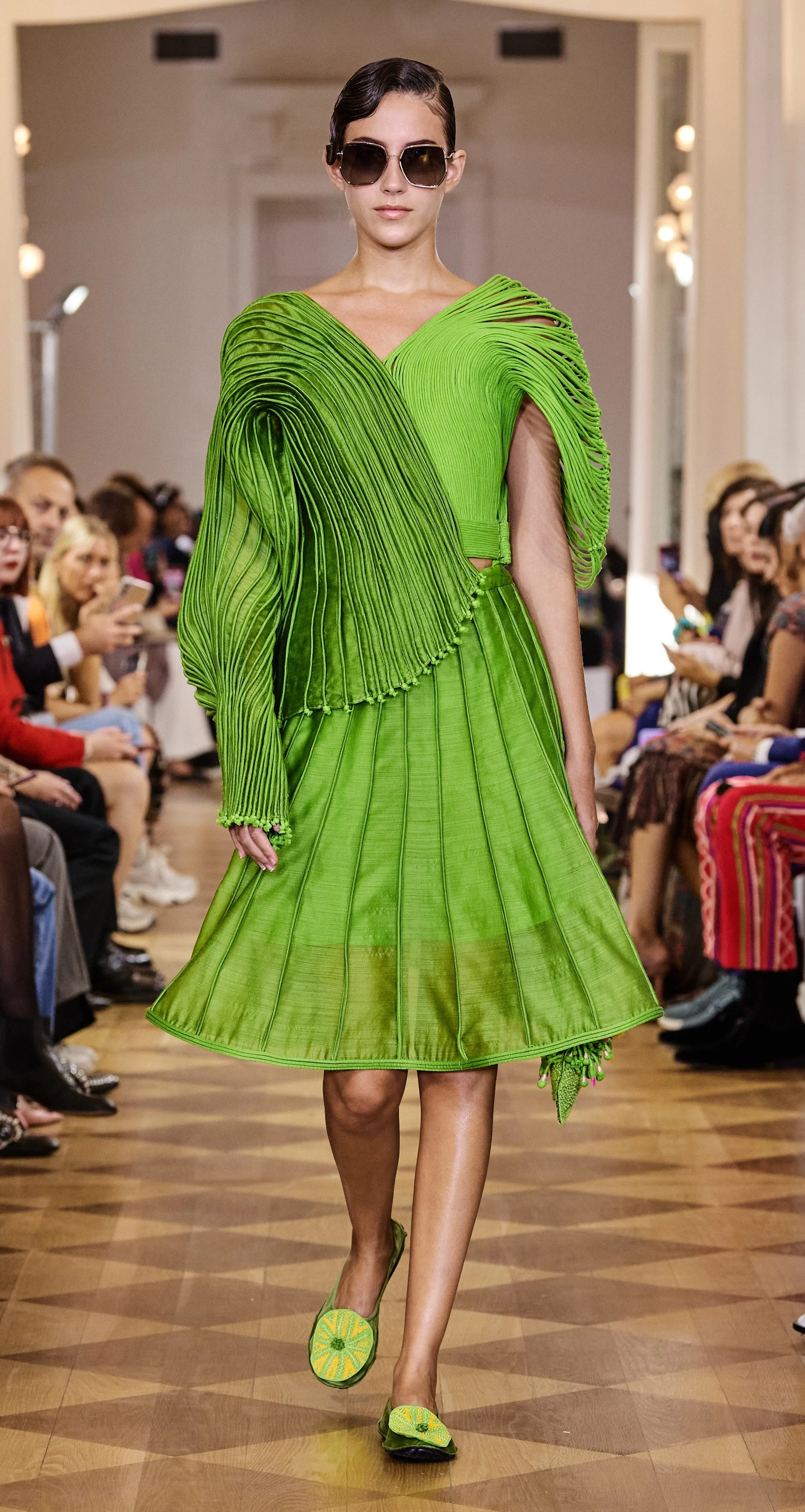 Lime Green Short Corded Skirt