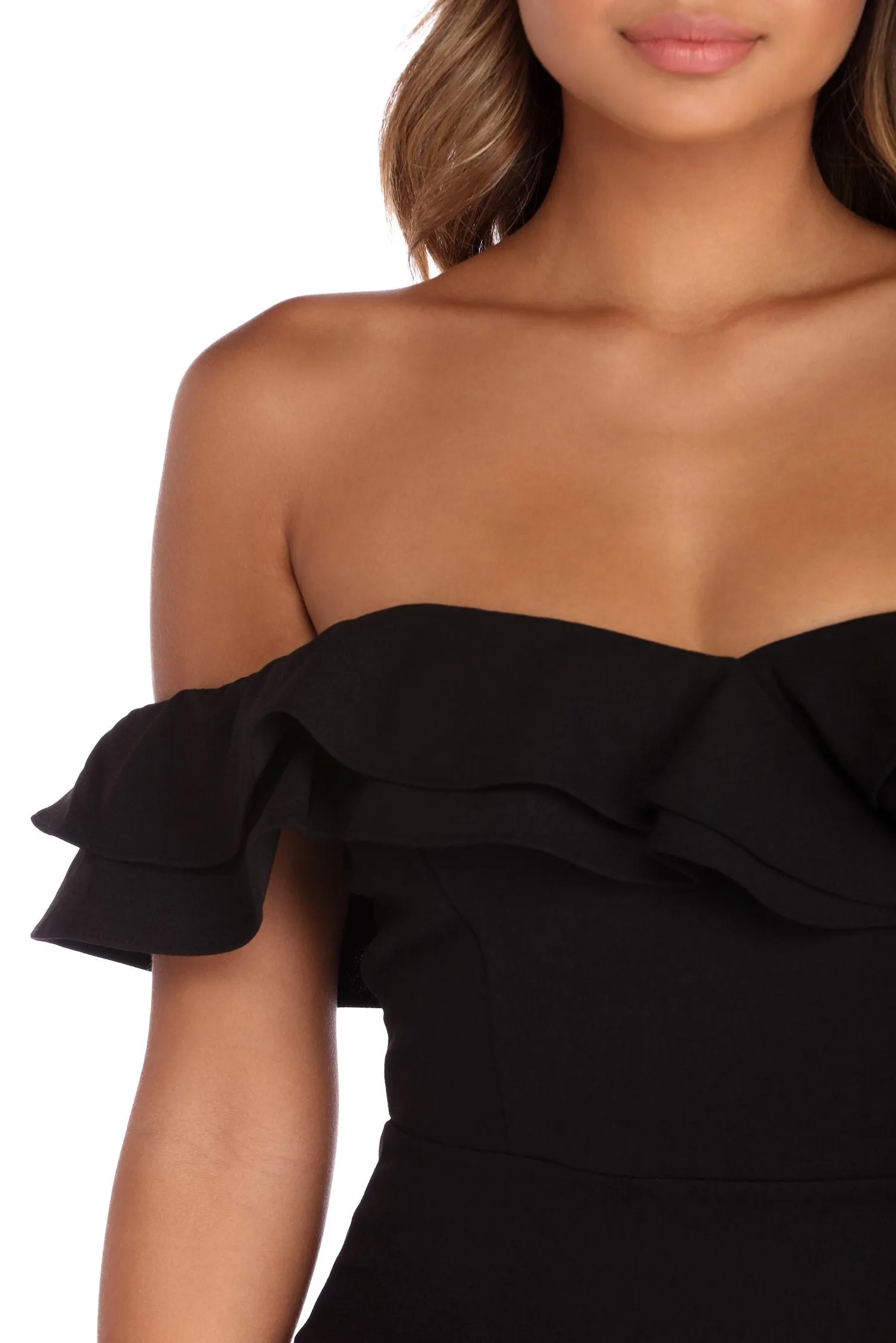 Lindsay Double Stylish Ruffle Formal Dress