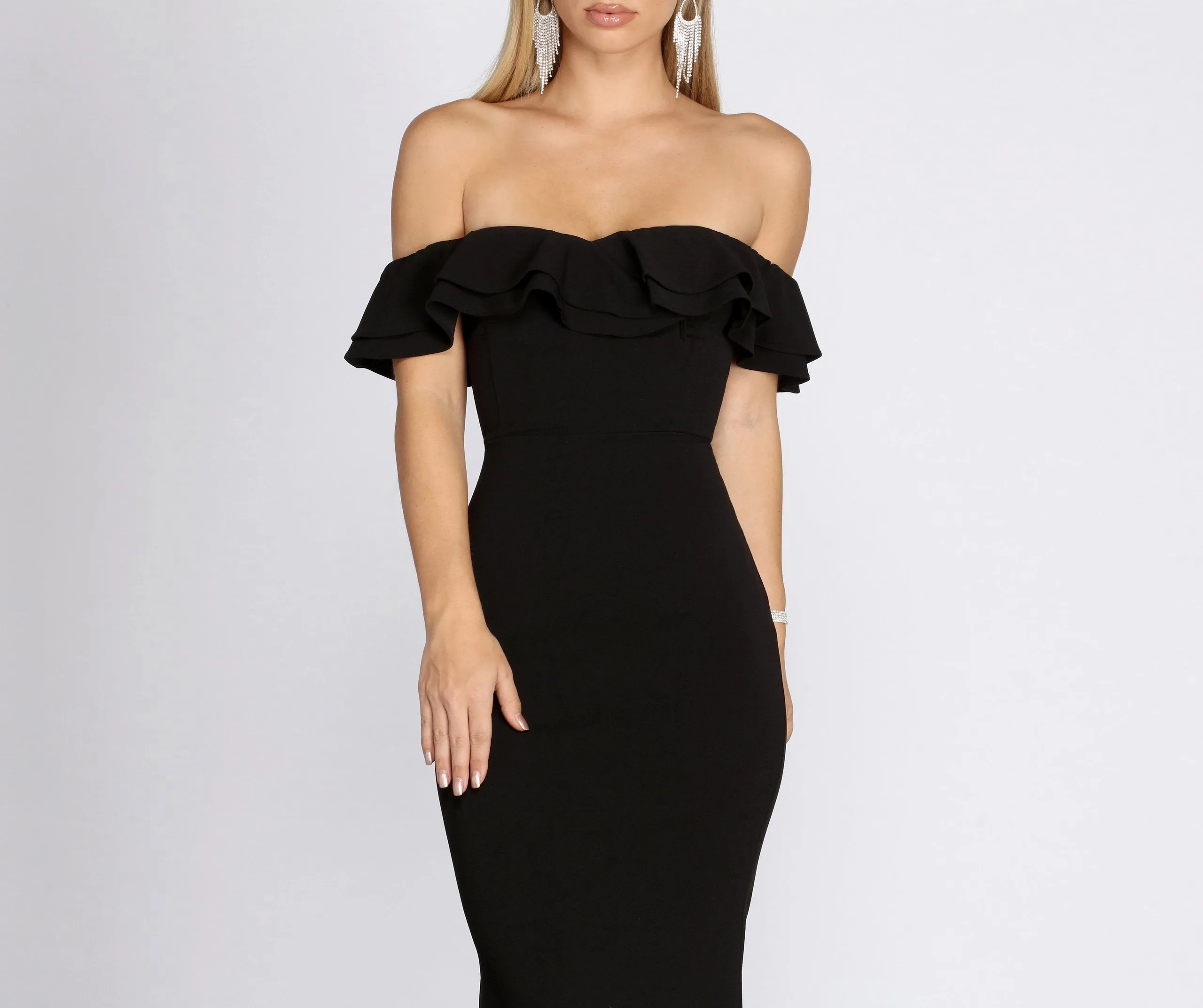 Lindsay Double Stylish Ruffle Formal Dress