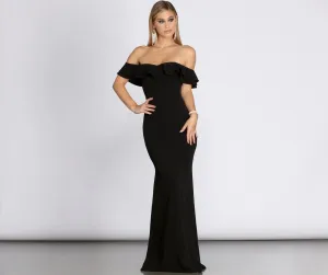 Lindsay Double Stylish Ruffle Formal Dress