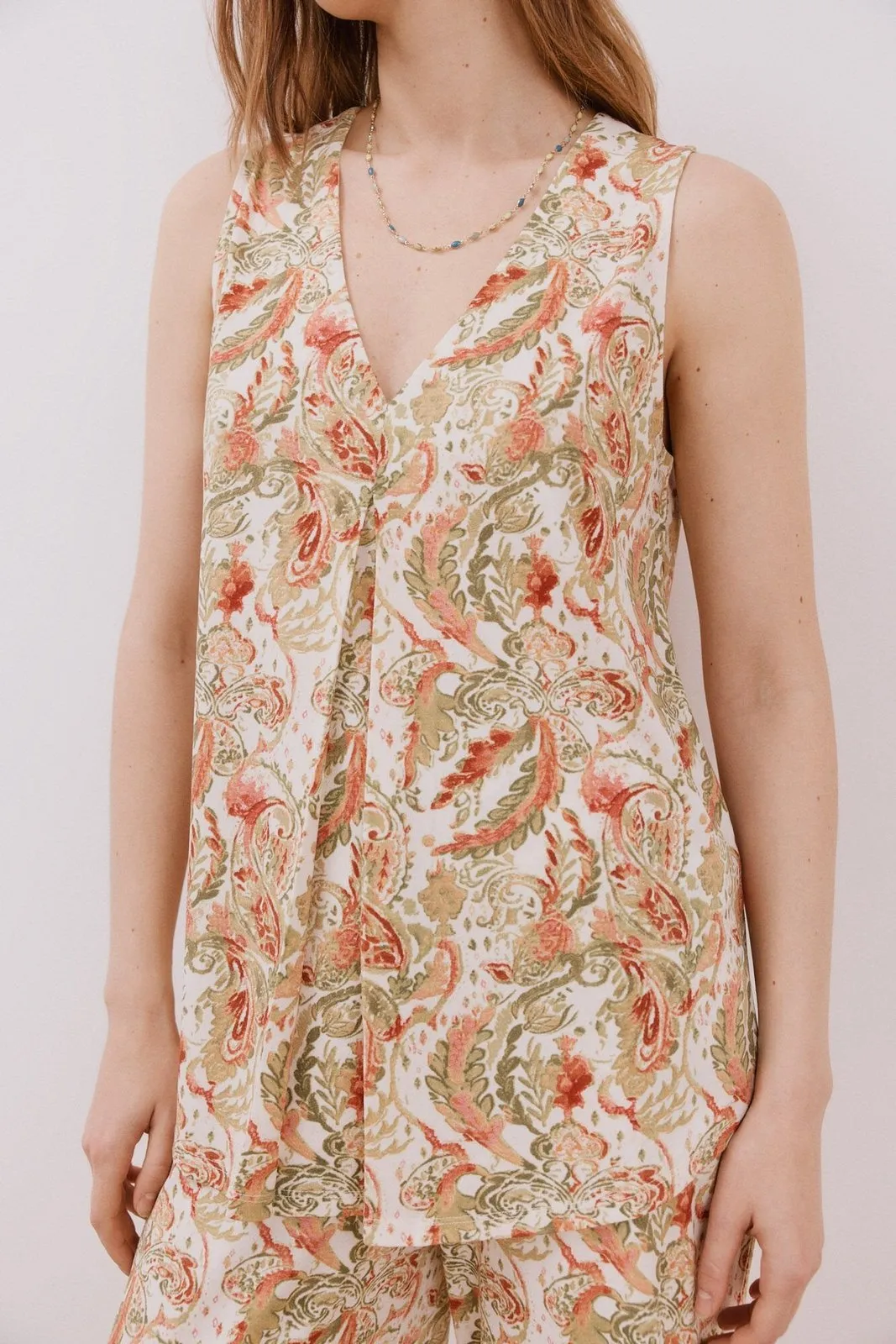 Long Pleated Top - Multicoloured