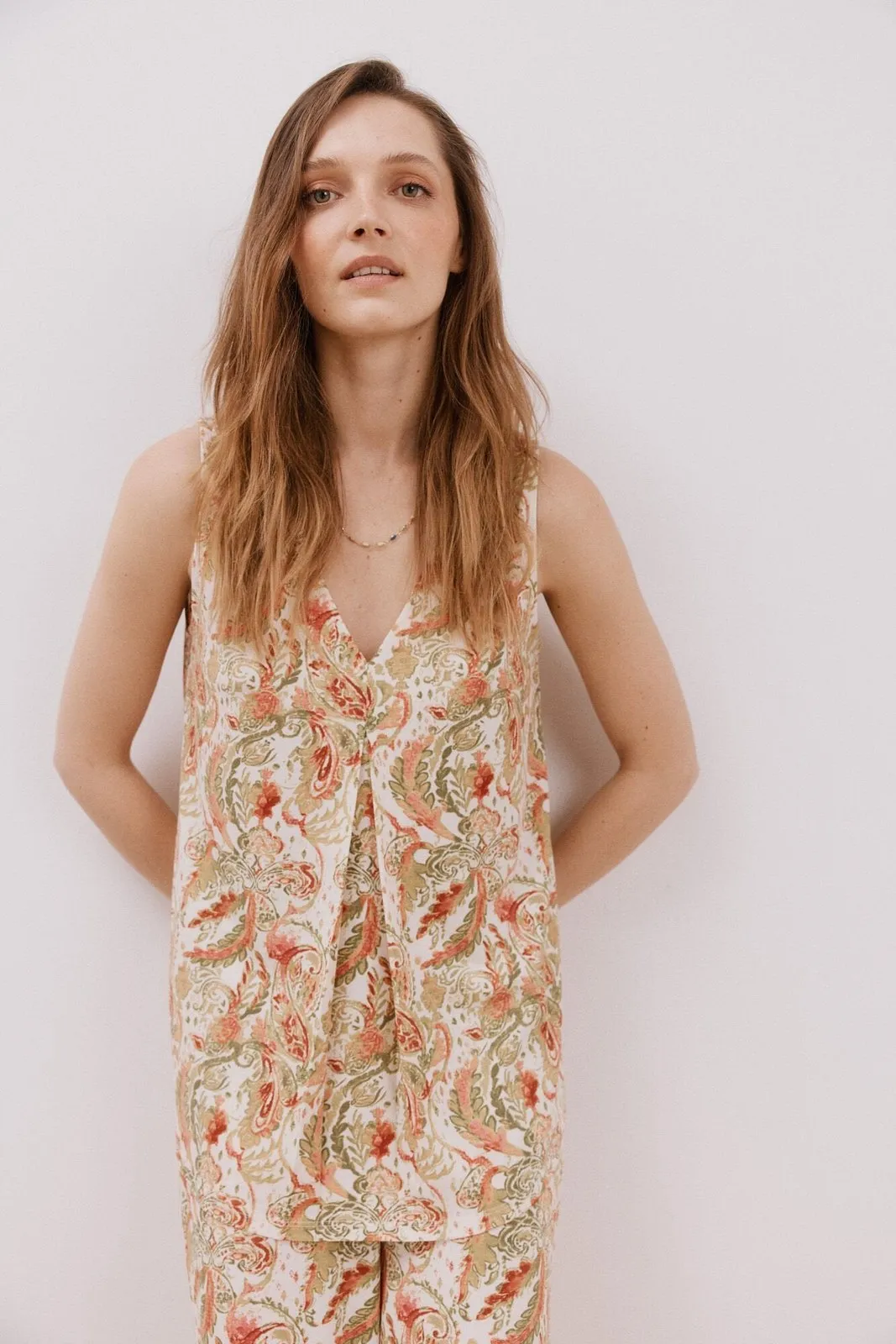 Long Pleated Top - Multicoloured