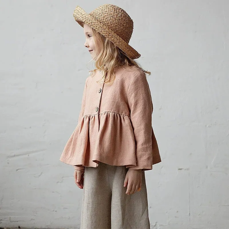 Long-Sleeved Loose-Fitting Button-Up Jacket