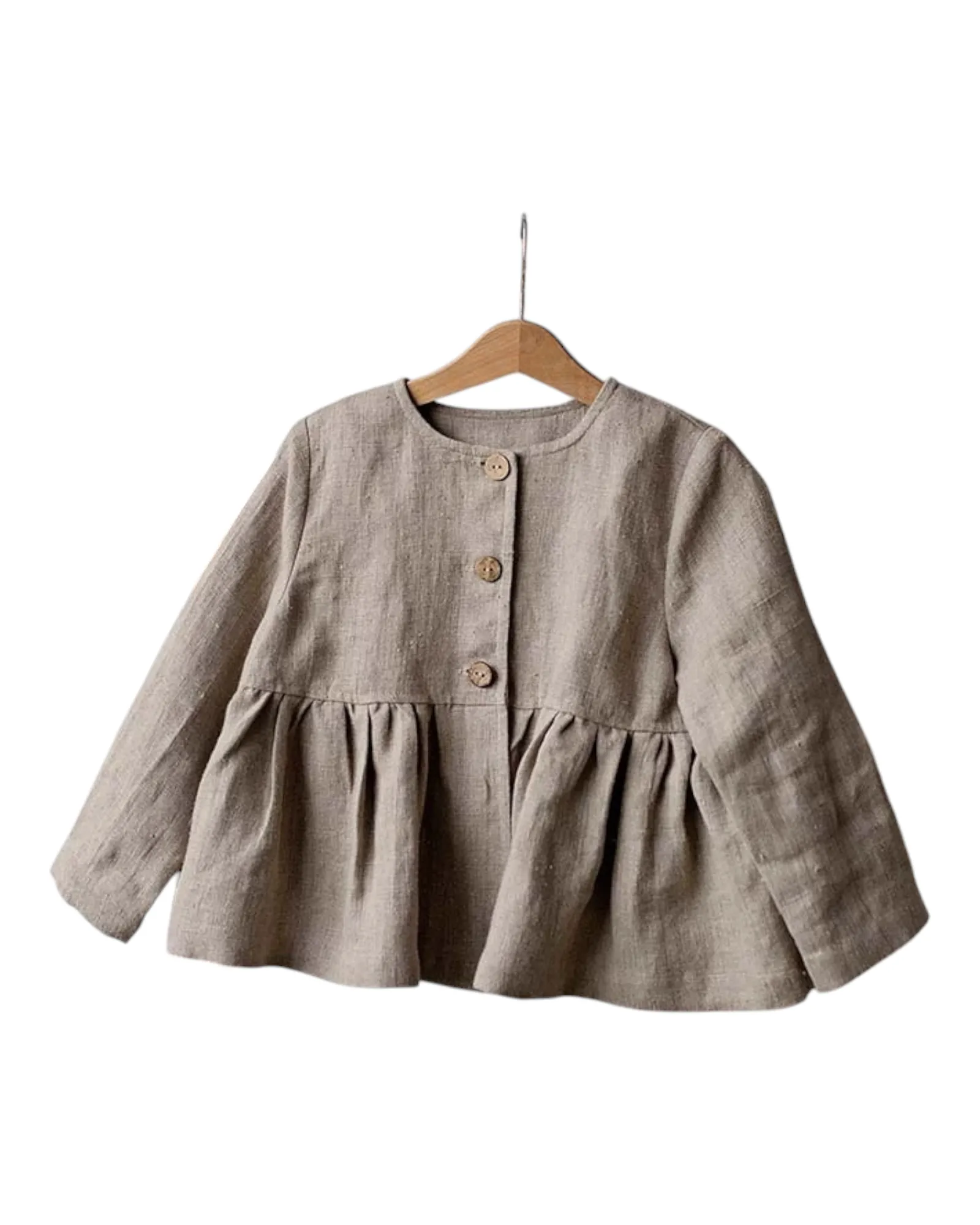 Long-Sleeved Loose-Fitting Button-Up Jacket