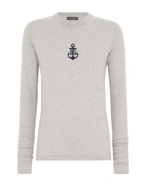 Long-sleeved slim-fit T-shirt with Marina print