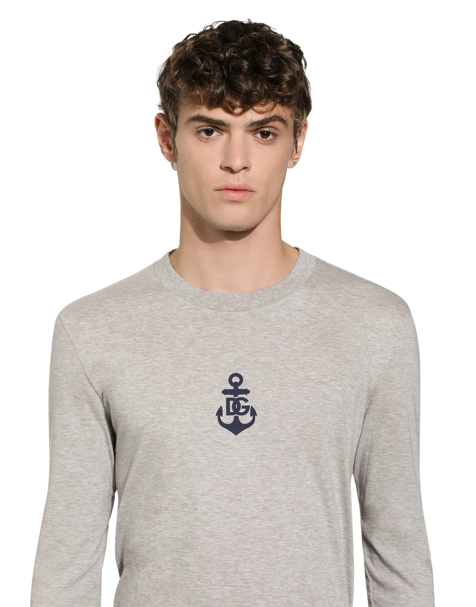 Long-sleeved slim-fit T-shirt with Marina print