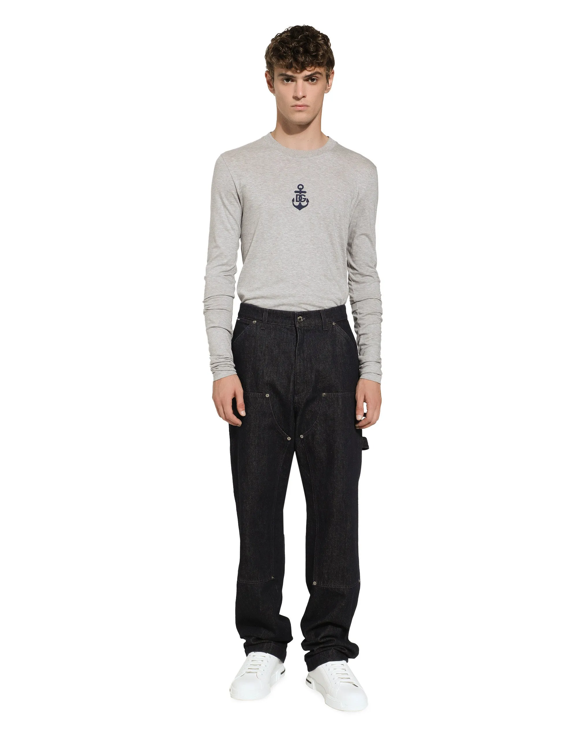 Long-sleeved slim-fit T-shirt with Marina print