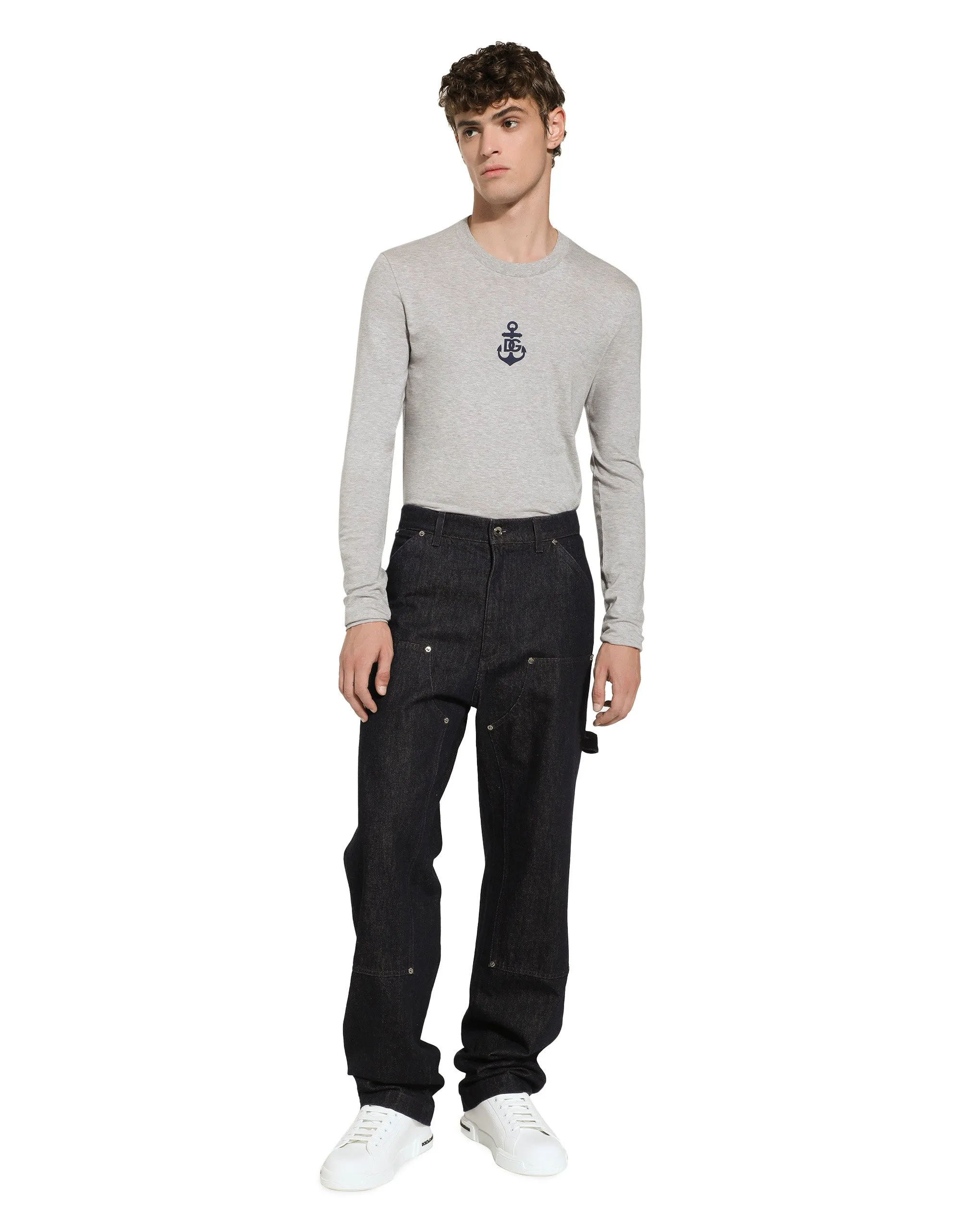 Long-sleeved slim-fit T-shirt with Marina print