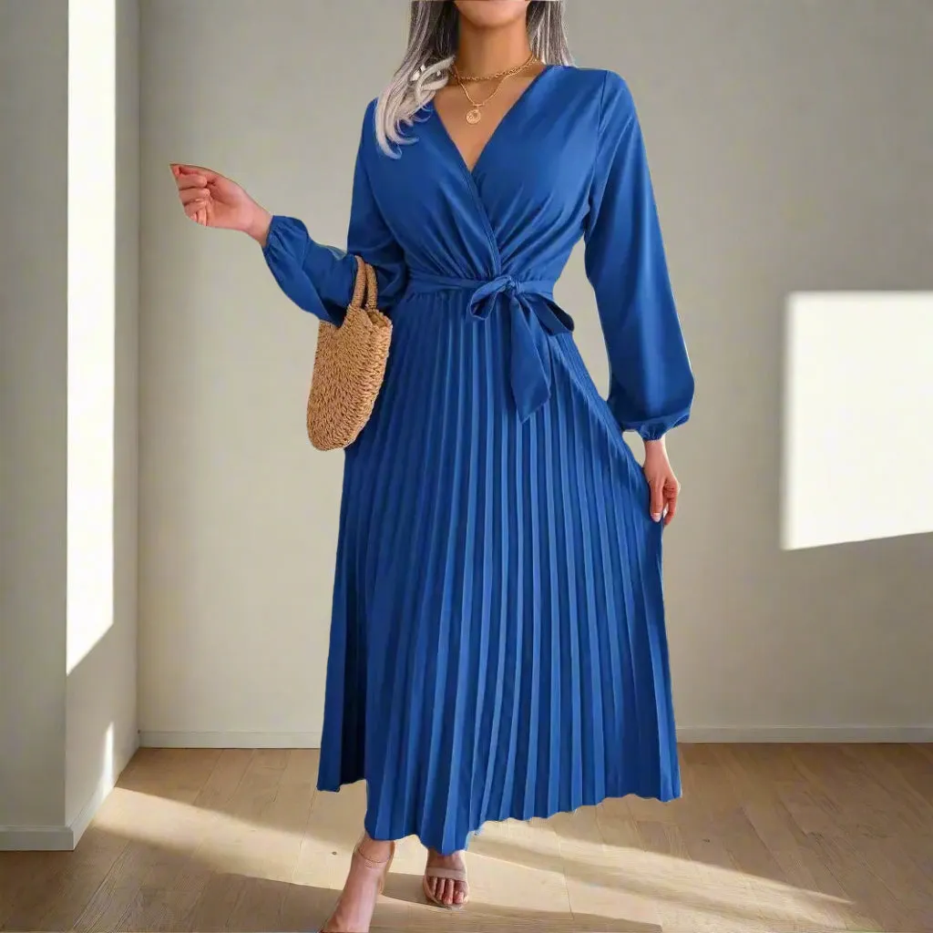 Luxury V-neck Pleated Skirt