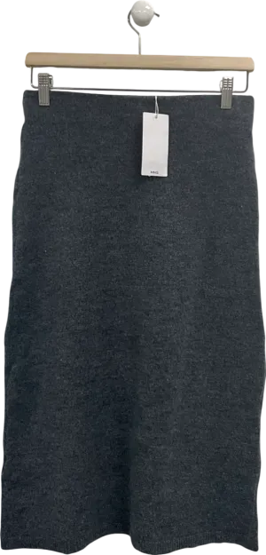 MANGO Grey Flared Knitted Skirt UK S