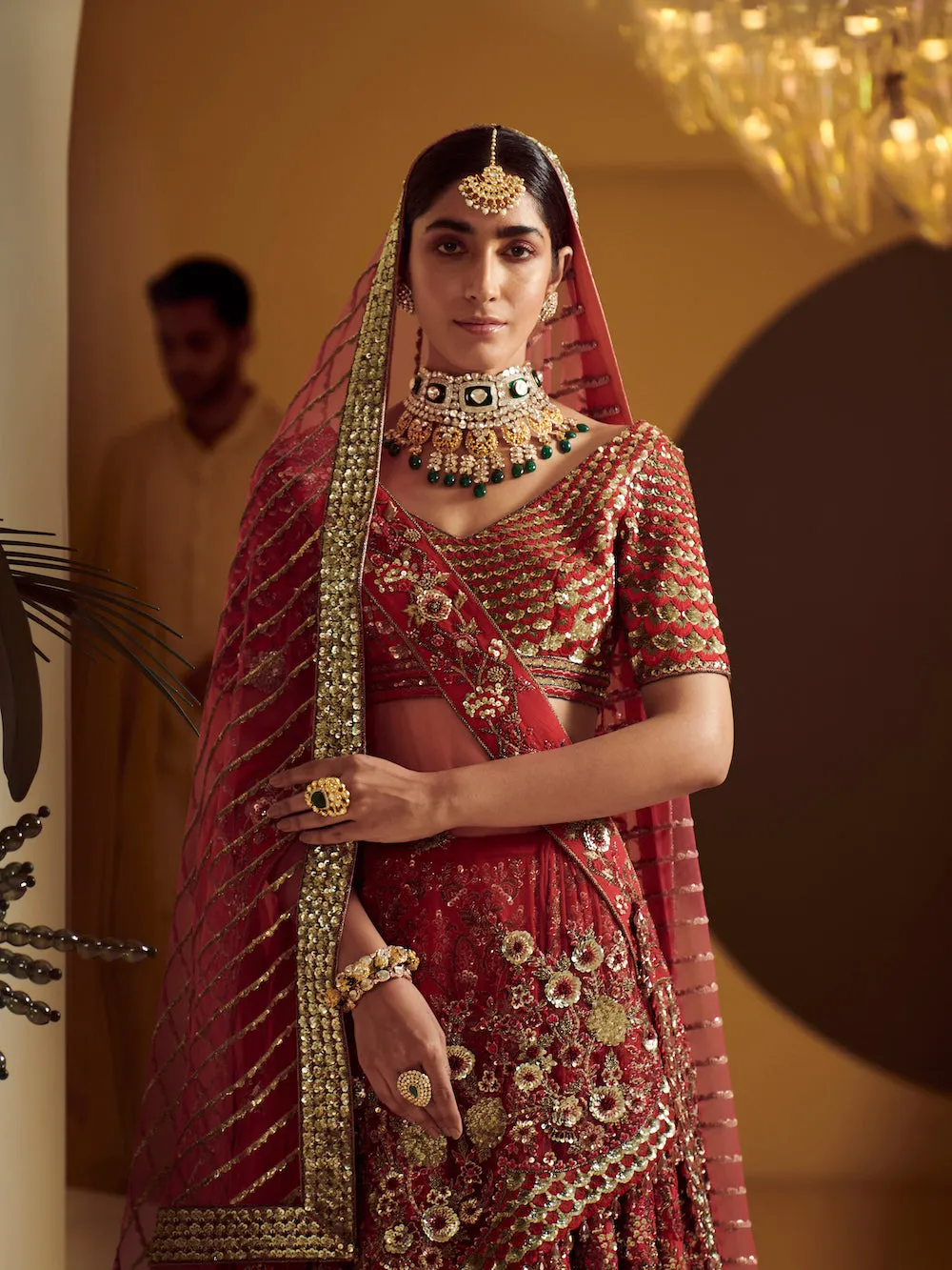 Maroon Embroidered Lehenga Set