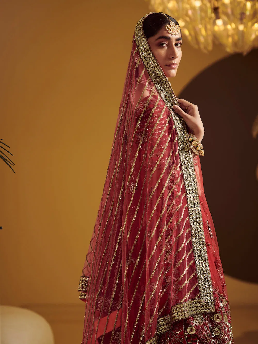 Maroon Embroidered Lehenga Set