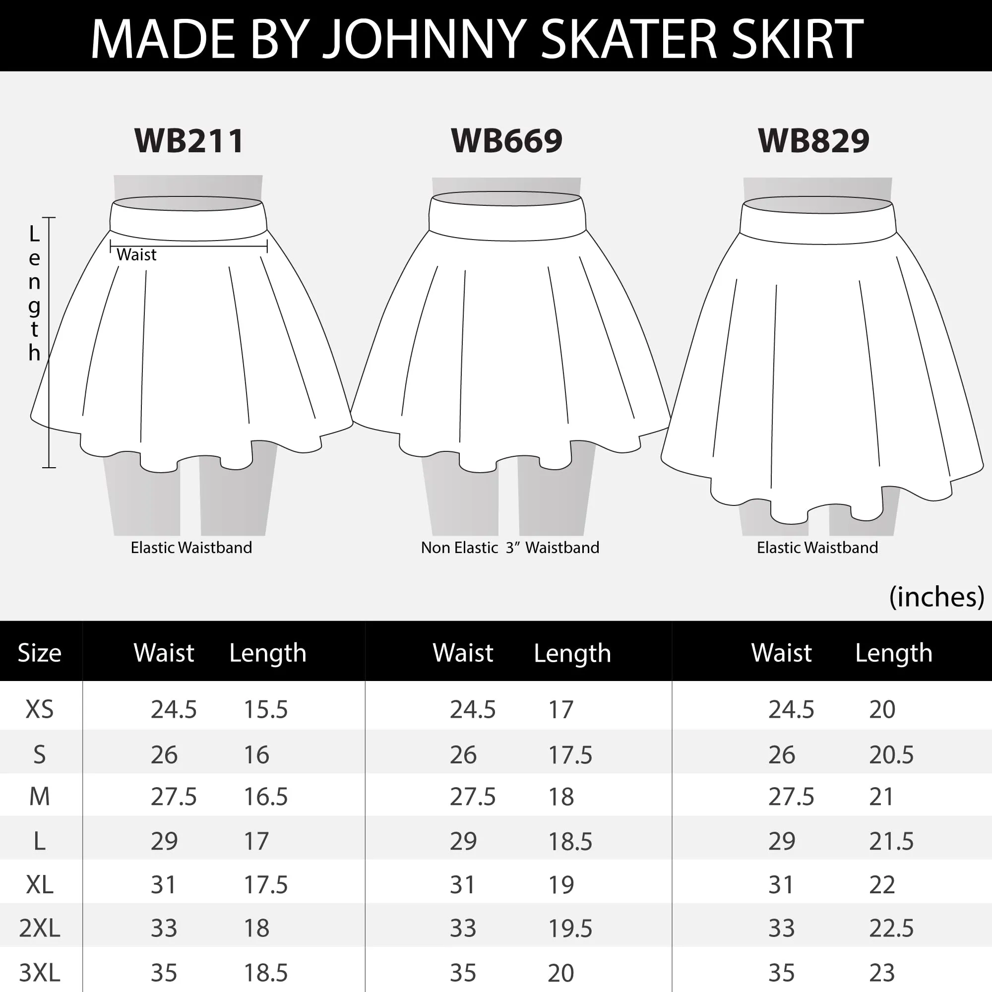 MBJ WB211 Women's Basic Versatile Stretchy Flared Skater Skirt for Girl Black
