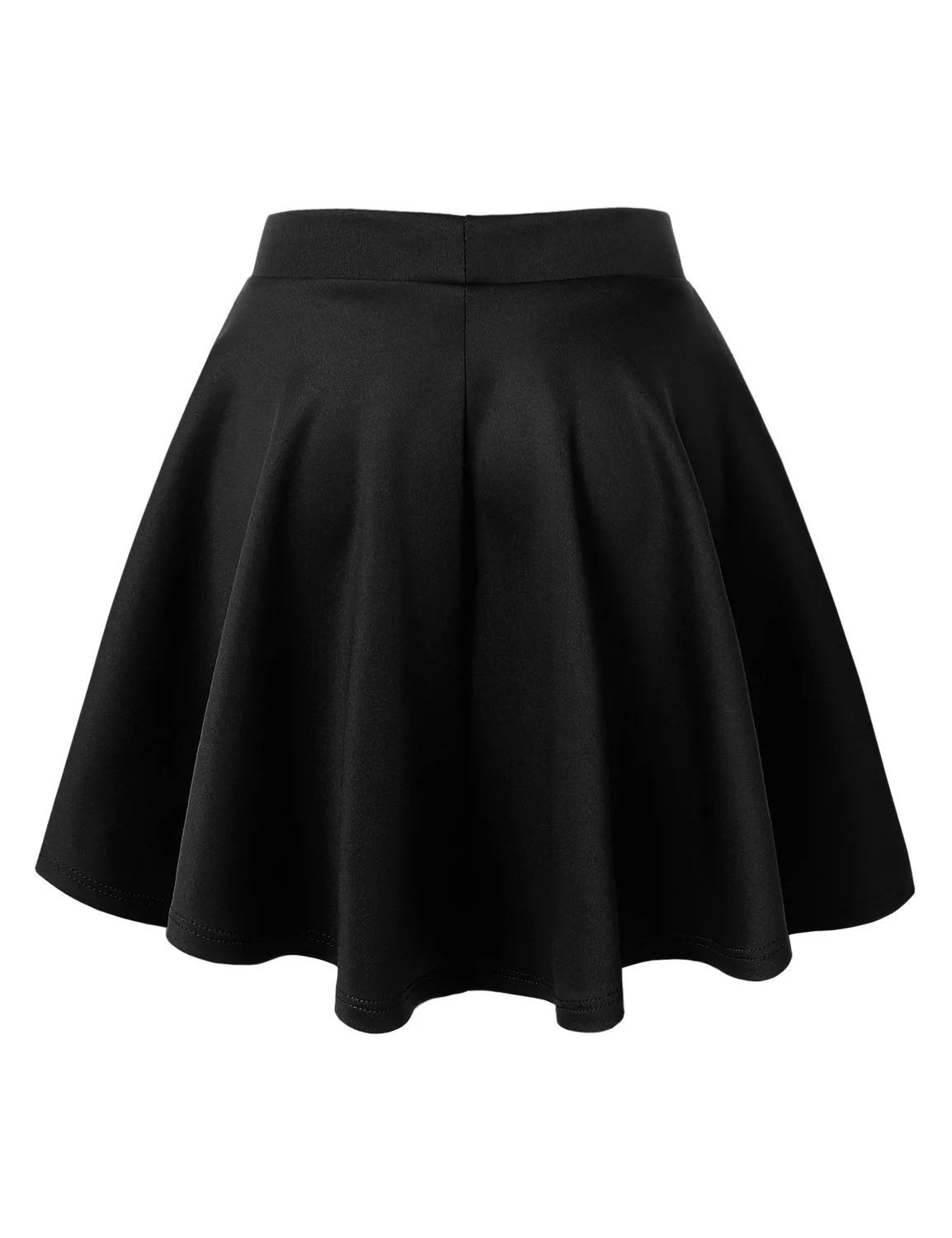 MBJ WB211 Women's Basic Versatile Stretchy Flared Skater Skirt for Girl Black