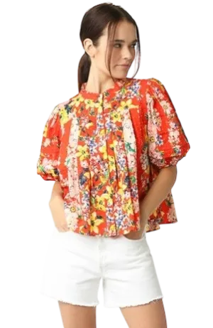Melina Pleated Floral Top