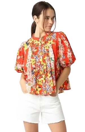 Melina Pleated Floral Top