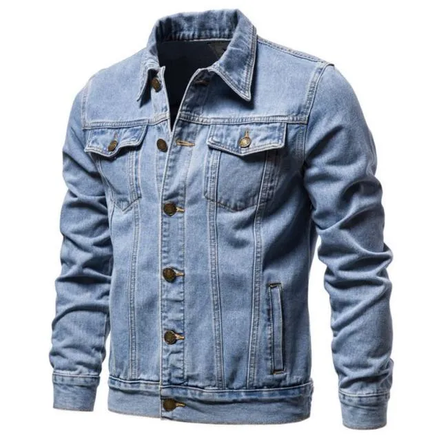 Men Denim Jackets Winter Fleece Blue Jeans Coats Warm Casual Coats Solid Classic Denim Jackets 6XL