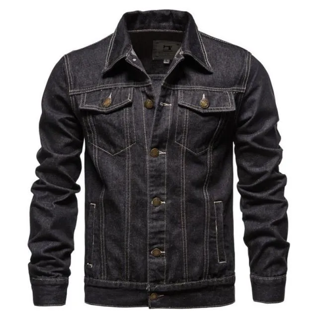 Men Denim Jackets Winter Fleece Blue Jeans Coats Warm Casual Coats Solid Classic Denim Jackets 6XL