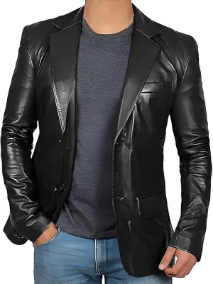 Men Faux Leather Full Sleeves Short Length Biker Jacket  Size 32X23 CM