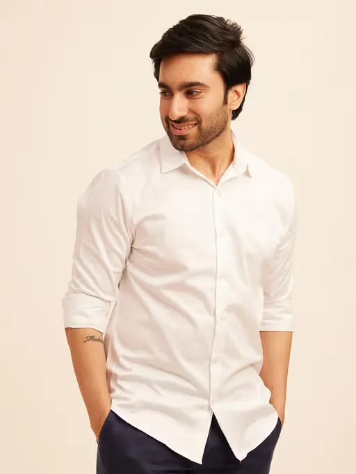 Men'S Full Sleeve Solid Cotton Blend Shirt For Men (Size-M)