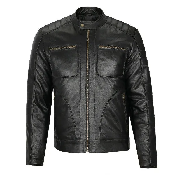Men's Vintage Leather Jacket Slim Fit Biker Jacket for men